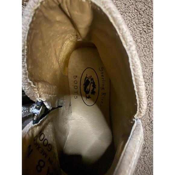 Women's Sterling River Beige Ankle Boots & Booties Size 8 with Brown Embroidery - Picture 4 of 7